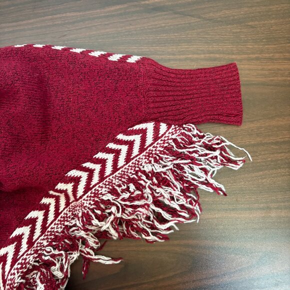 Jon & Anna Women’s Sweater Poncho Jon & Anna Red and White with Fringe O/S NWT - Picture 8 of 9